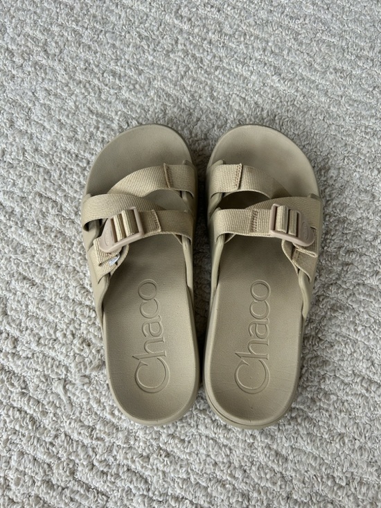 Chaco Shoes - Chaco Taupe Two-Strap Slide Sandals